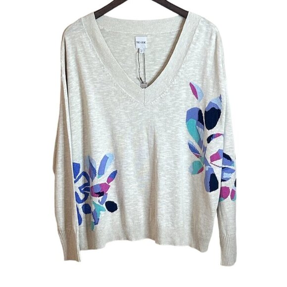 Nic+Zoe Women's Blooming Flowers V Neck Floral Art to Wear Sweater Size XXL NWT - Picture 3 of 9